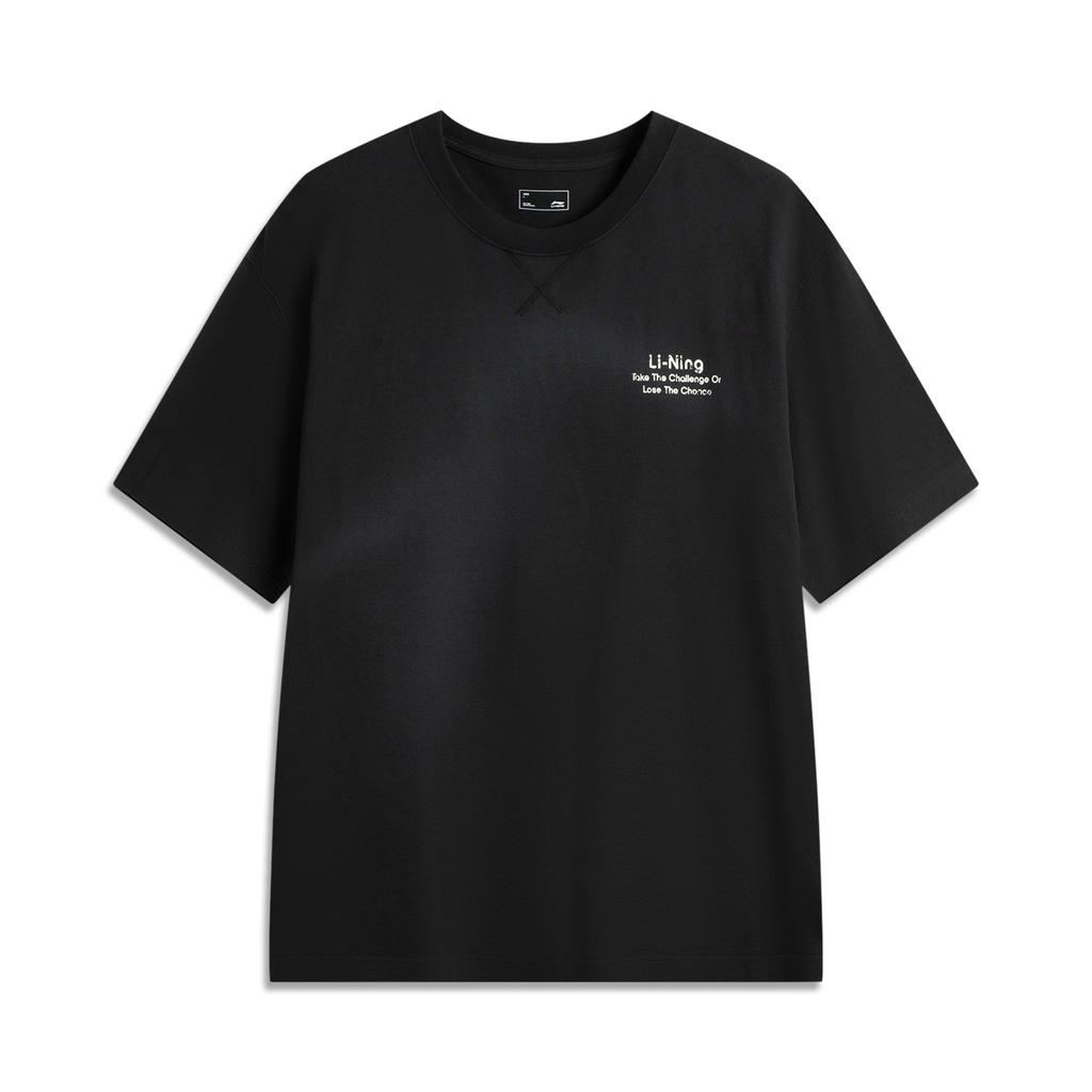 Li Ning Sports Lifestyle Series High Street American Vintage Casual Simple Letter Solid Color Round Neck Pullover Short Sleeve T-Shirt AHSV283-3