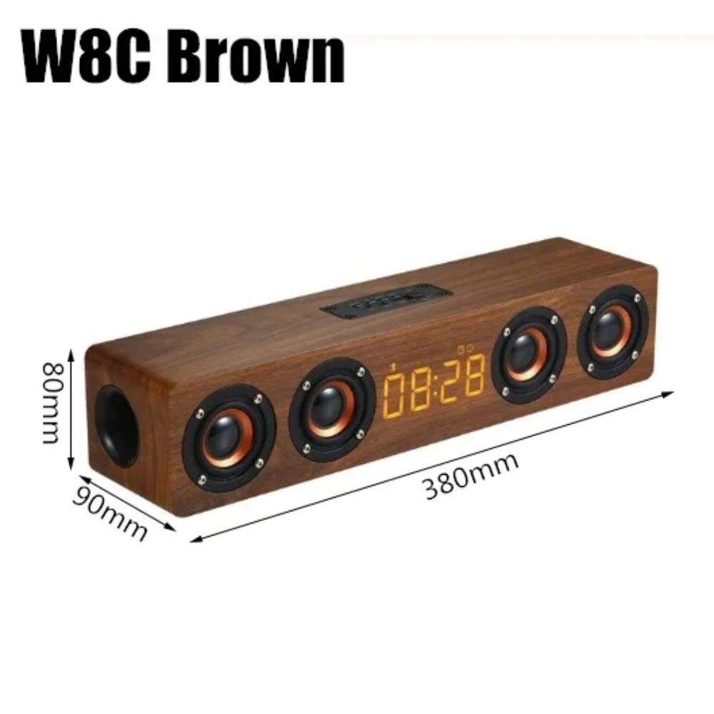 Wooden Soundbar Bluetooth Speaker Music Acoustic System 40W HIFI Stereo Music Surround LED Display Outdoor Speaker With FM Radio
