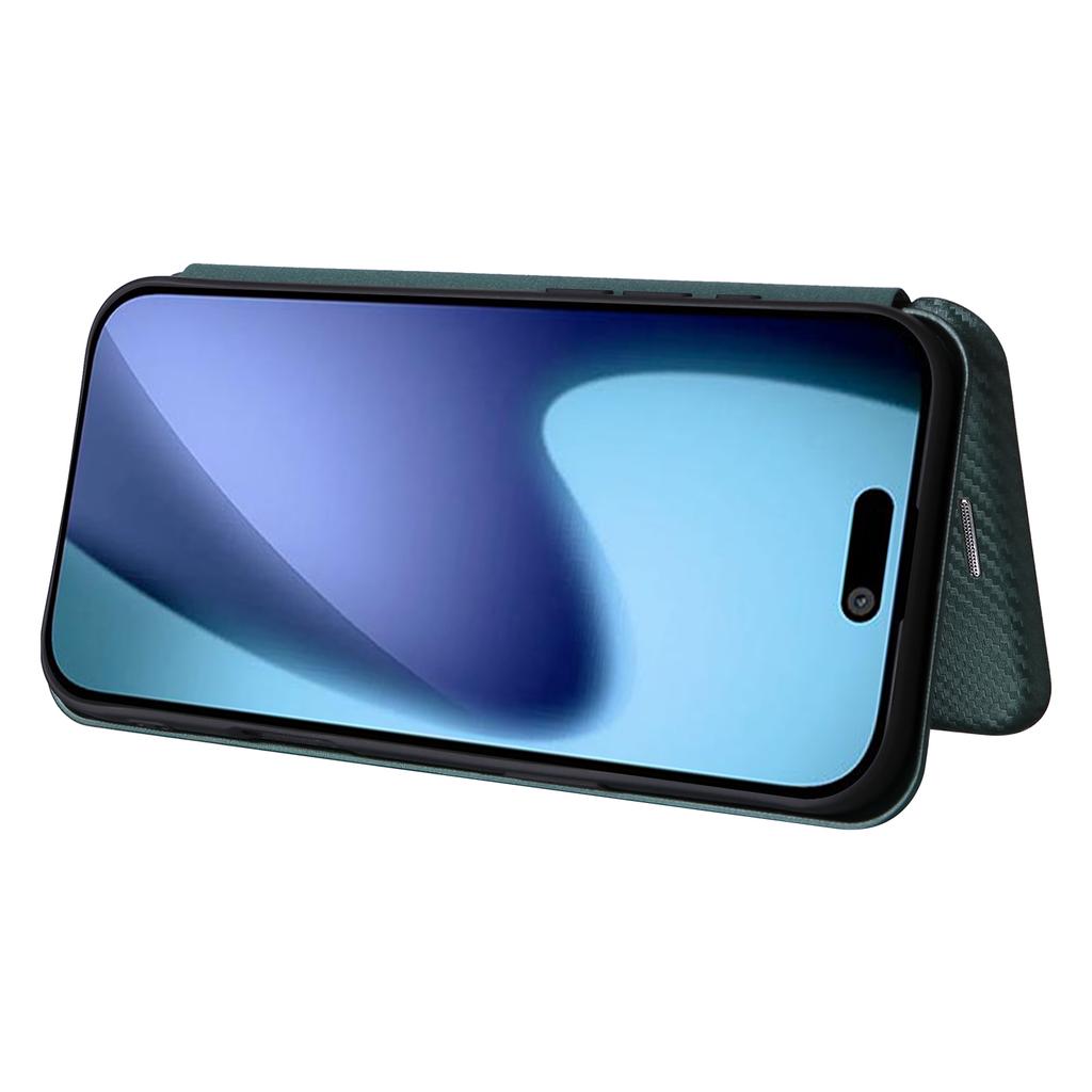 For iPhone 17 Air Case Carbon Fiber Texture Drop-Proof PU Leather Phone Cover