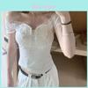 T Shirt With Lace Butterfly Bow Summer Womens White Oversize Designer Cotton