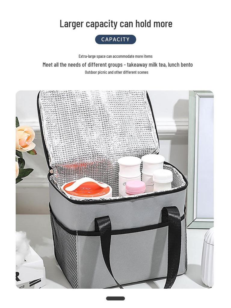 Portable XL Insulated Oxford Cloth Lunch Bag for Picnic and More