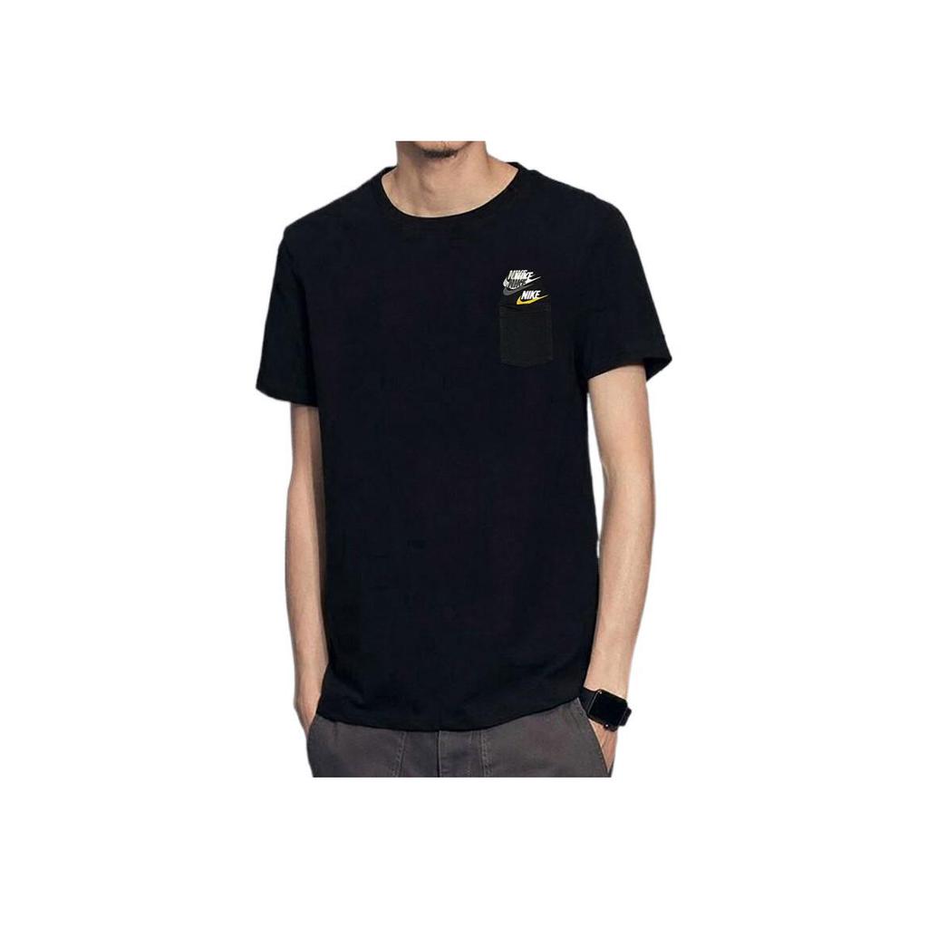Nike As M Nsw Tee Prem Pocket Casual Breathable Round Neck Logo Solid Color Short Sleeve T-Shirt Men Tops Black DV3316-010