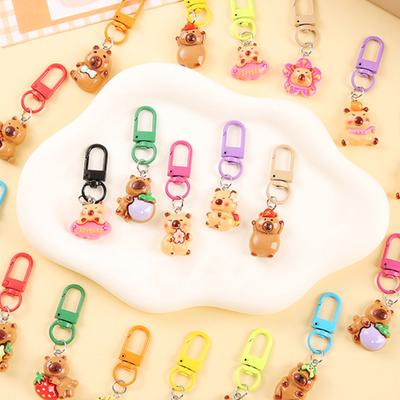 24/50 יחידות סט מחזיקי מפתחות קפיברה דמויות מצוירות שרף קסם מחזיקי מפתחות טבעת מפתחות מתכת מתנות למסיבה מתנות