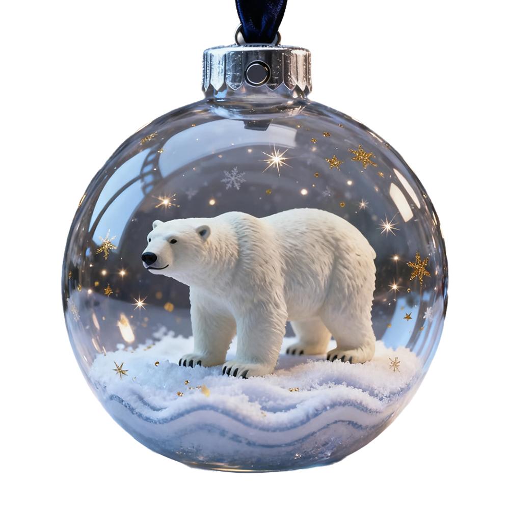 3D Crystal Ball, Wildlife Wonders Ornament Collection Set,2D Forest Animal Christmas Tree Pendant Festive Atmosphere Decoration