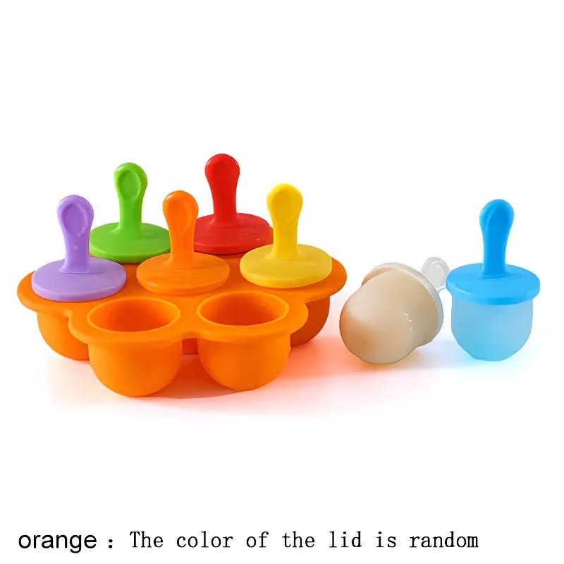 7-Cavity Silicone Ice Cream Mold Popsicle Maker with Handles Drip Tray DIY Food Grade Reusable Ice Pop Mold for Homemade Ice Cream, Juice, Smoothies