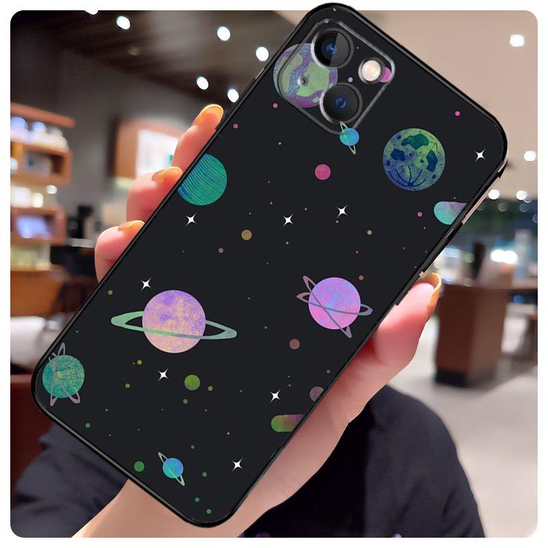 Outer Space Planet Stars Moon Case For iPhone 16 Pro Max 14 13 12 11 15 17 Pro Max Mini 15 16 Plus 16e 17 Air Phone Cover