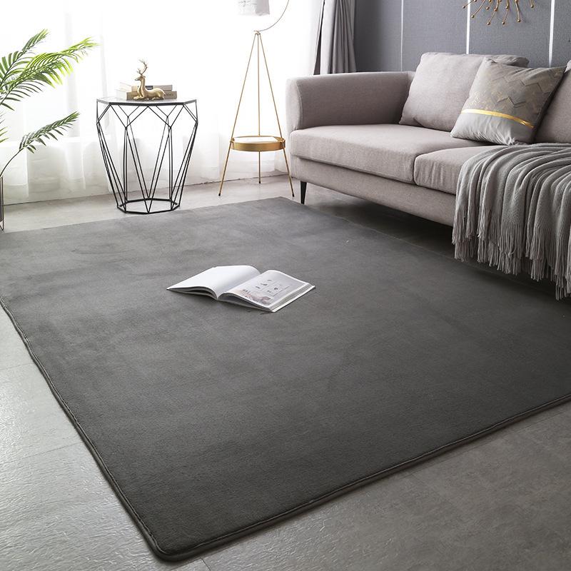 Solid Color Coral Fleece Carpet for Bedroom, Living Room, or Balcony - Full Coverage Mat for Bedside, Bay Window, or Coffee Table.