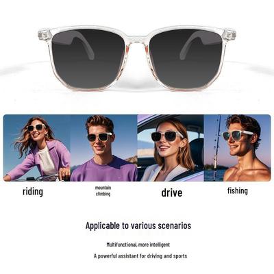 Smart Bluetooth Polarized Sunglasses with UV & Blue Light Protection, Music & Call Features, Transparent Replaceable Lenses