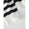 Women's Autumn and Winter Black and White Striped Knitted Cardigan Loose Sweater