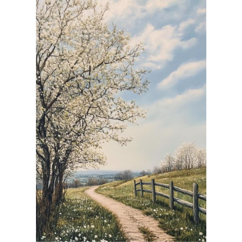 Vintage Ländliches Bauernhaus Wildnis Wildblumenfeld Landschaft Kunst Poster Leinwanddruck Wohnzimmer Schlafzimmer Heimdekoration Geschenke