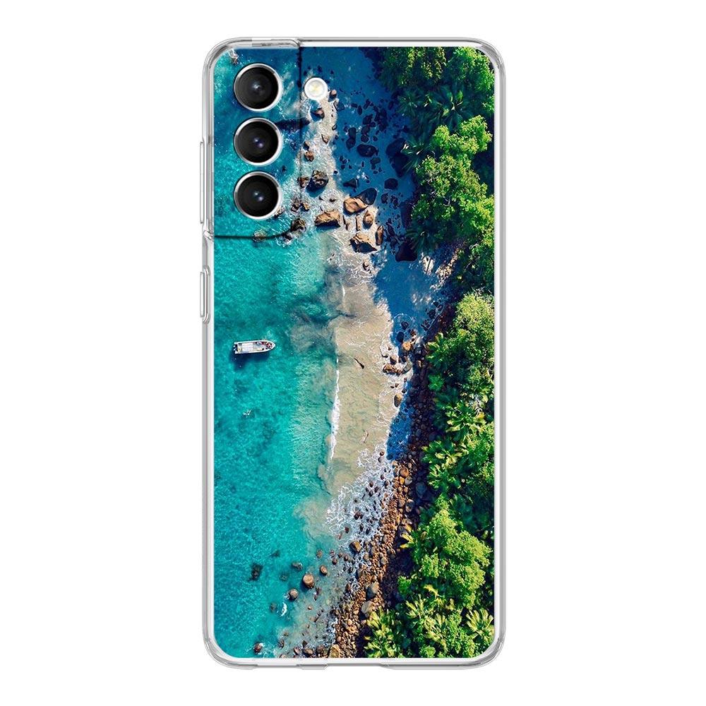 Sea blue Sky beach Clear Silicone Phone Case For Samsung Galaxy S23 S22 5G S20 Ultra S21 FE 5G S10E S9 S8 S10 Plus Soft Cover