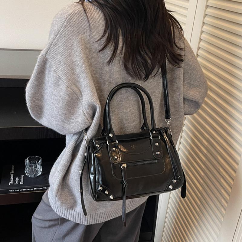Faux Leather Solid Color Large Capacity Hobos Shoulder Bags for Women High Quality Versatile Undearm Ruched Handle Bags