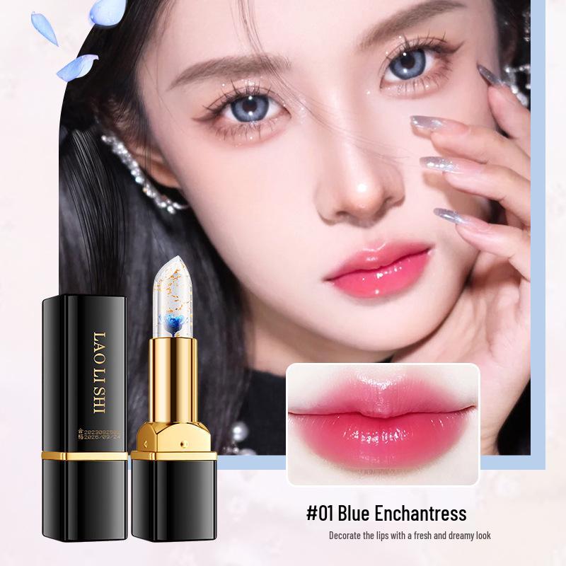 Color-Changing Flower Jelly Lipstick: Moisturizing, Long-lasting, Non-sticky, Non-fading, Temperature-sensitive Balm, Safe for Pregnant Women