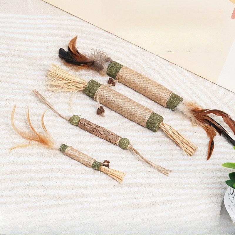 Oversized Catnip Wood Polygonum Grinding Stick Cat Toy Cat Teaser Stick Cat Self-hi Boredom Resistant Scratch Resistant Bite Cat Grass Ball