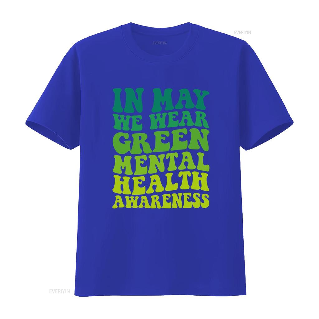 Retro Green Gradient In May We Wear Unisextal Health Awareness Print Casual T Shirt vintage Washed Slightly designer clothes