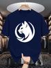 Trendy Unisexs Summer Tee Circular Cat Head Print Soft Cotton Crew Neck Short Sleeve Casual Loose Street Daily Wear Top Male