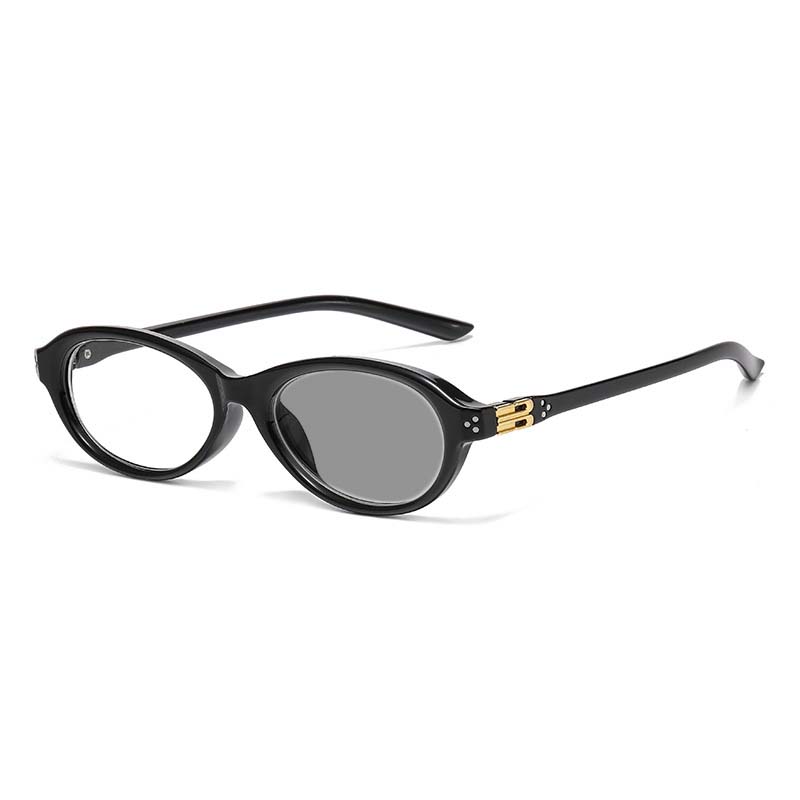 Fashion Trend Oval Photochromic Myopia Glasses Women'S Ultra Light High-Definition Anti Blue Light Glasses Diopter To -4.0