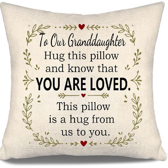 Daughter Hug This Pillow and Know That You Are Loved This Pillow Is A Hug from Me To You Throw Pillow Covers for Daughter from Mom Dad Birthday Gift