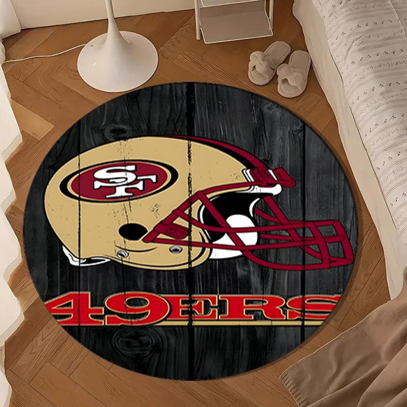Treues 49ers Football Runder Teppich, Rutschfester Kreis Teppich Stuhlmatte Für Wohnzimmer, Schlafzimmer, Fußmatte Heimdeko Geschenk Weihnachtsgeschenke