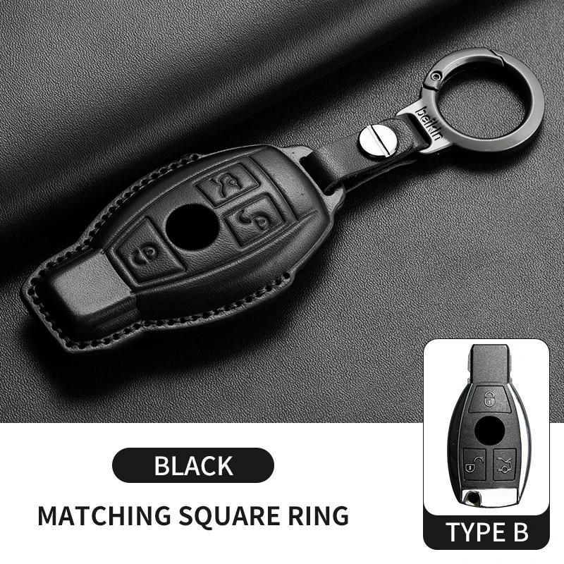 Car Key Fob Shell For Mercedes Benz A C E S G Class CLE CLA GLC W177 W205 W213 W222 X167 AMG Leather Car Remote Key Case Cover