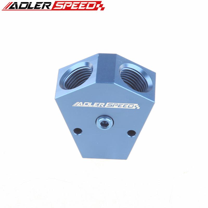 ADLER SPEED 3/8'' In 3/8'' Out Female Y-Block Fitting Adapter With 1/2" NPT Gauge Port Red / Black / Blue