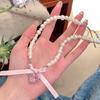 Sweet Pink Heart Necklace with Imitation Pearl Elegant Heart Cross Choker Clavicle Chain for Women Teen Fashion Jewelry
