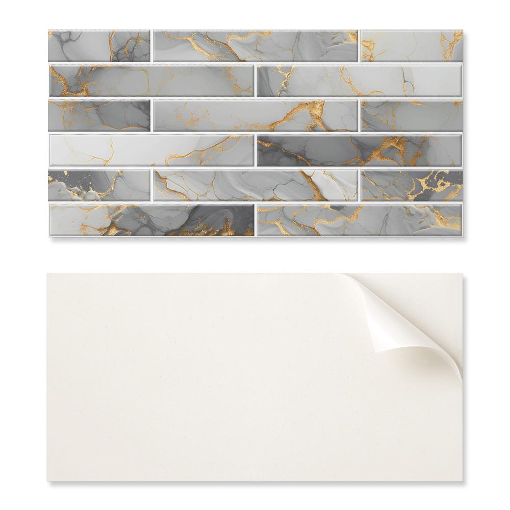 Vinyl Decorative Panel with Graphics for Kitchen or Bathroom 100x50 Cm Elegant Marble Pattern