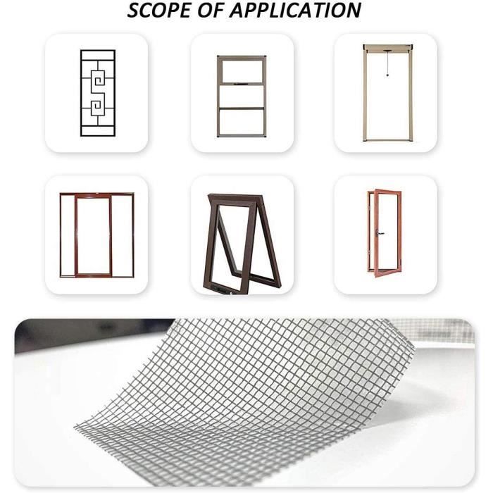 Réparation de fenêtres et moustiquaires, ruban adhésif moustiquaire pour fenêtres, ruban à mailles en tissu de fibre de verre avec