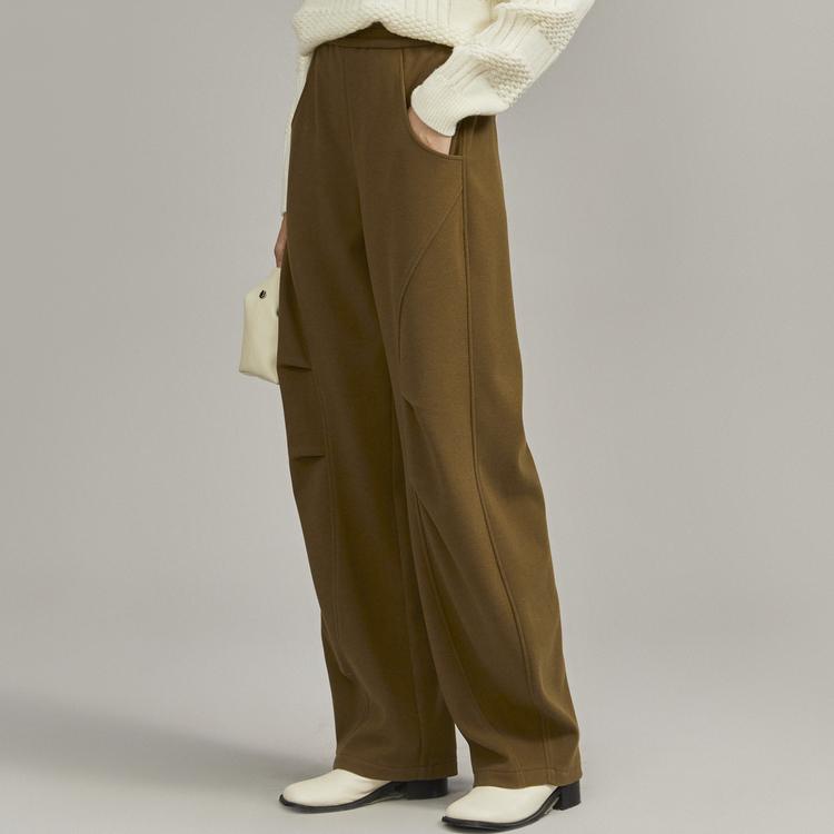 ELLE High-Waisted Loose Straight Leg Casual Pants Women Bottoms Khaki EK36655