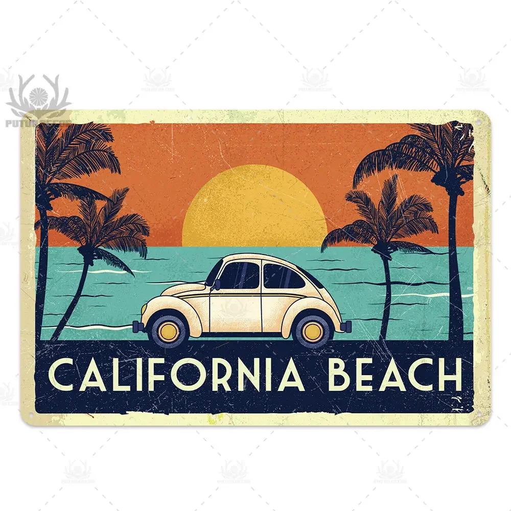 Beach Tin Sign Plaque Metal Vintage Summer Metal Wall Sign Beach Decor for Beach Bar Beach House Seaside Decorative Plate
