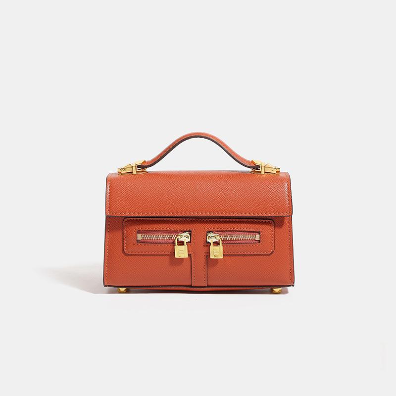 Women's Retro Double Zipper Small Square Bag, Simple and Elegant Mini Handbag, Versatile Commuting Single Shoulder Women's Bag