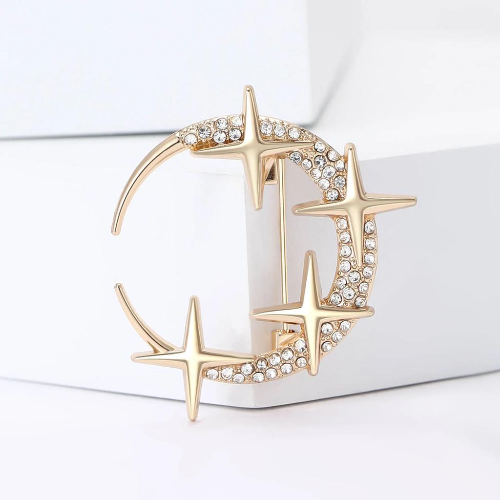 Ramadan Rhinestone Star Brooches for Women Unisex Glossy Moon Pins Event Party New Gifts Backpack Decoration Clothes Accessories