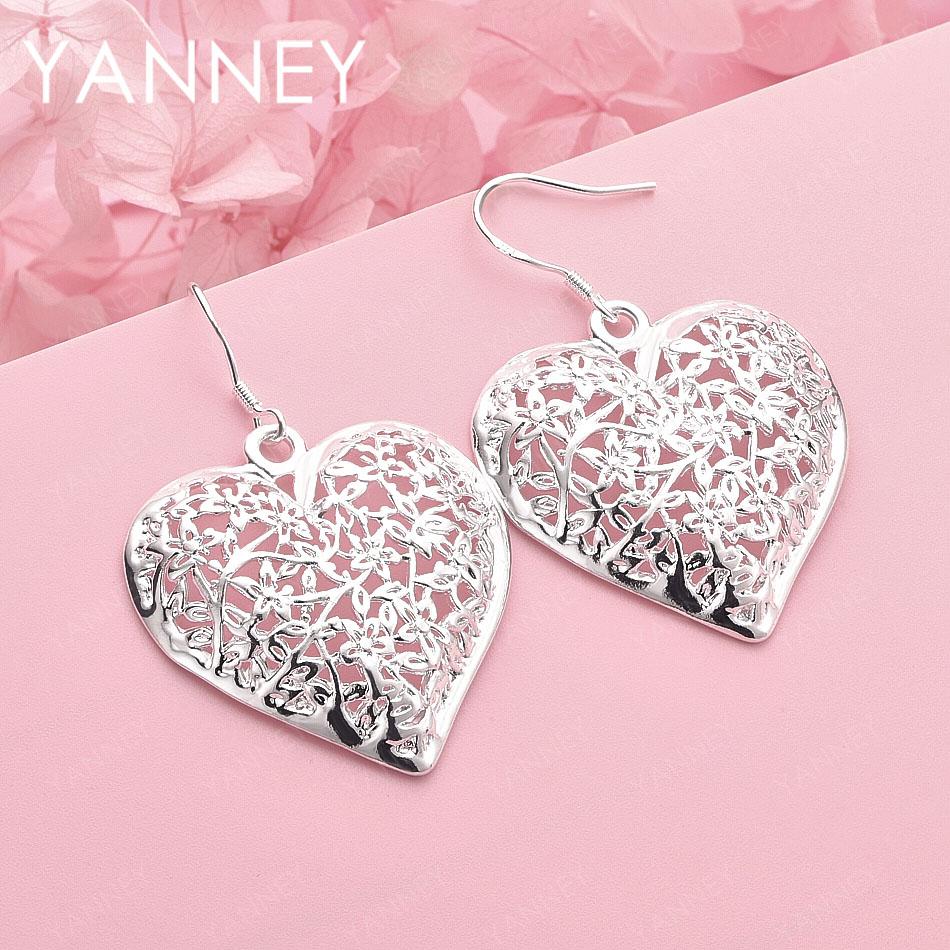 Luxurious 925 Sterling Silver Exquisite Heart-Shaped Openwork Earrings for Women, Fashionable Wedding Gift Accessories