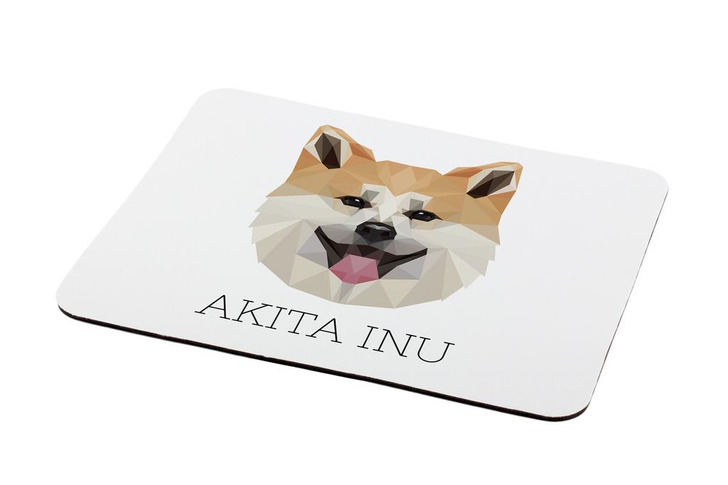 Akita, Akita Inu -Geometryczna Podkładka Ze Zdjęciem I Napisem Pod Mysz Art-Dog