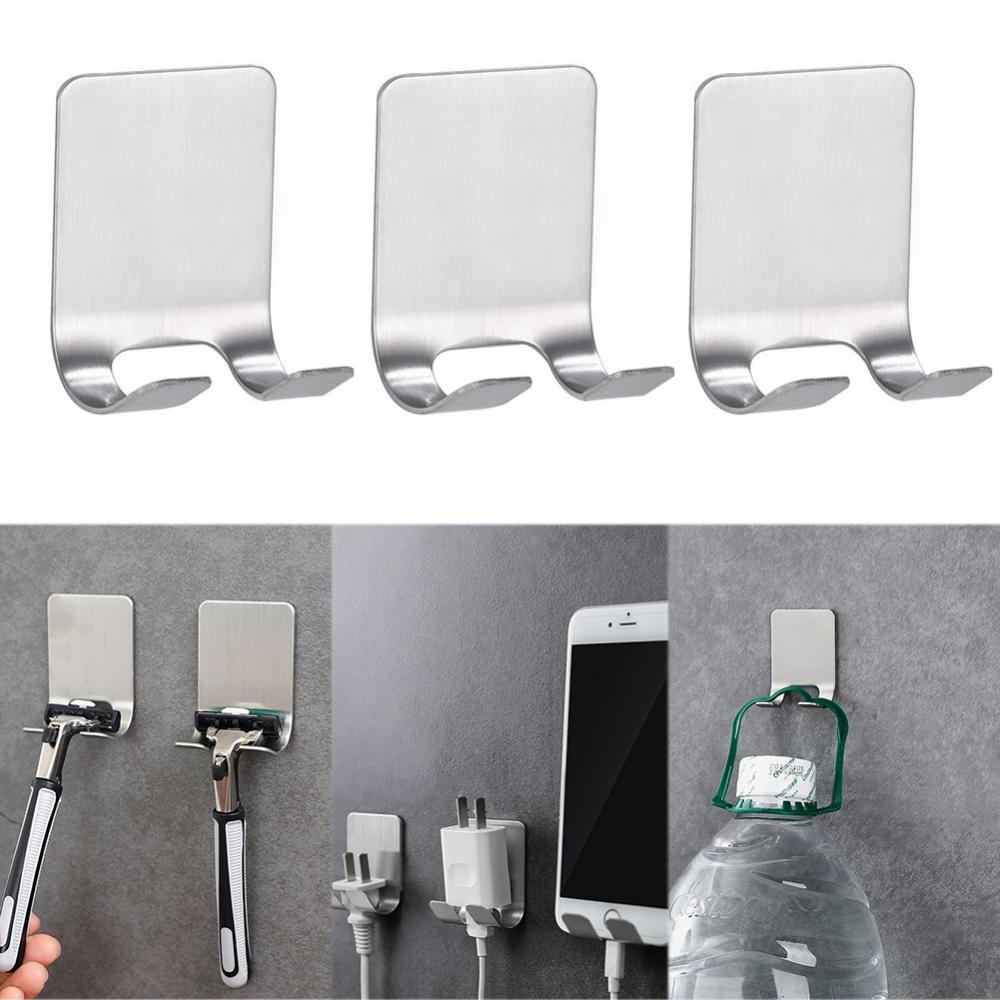 10/30/50PCS Storage Hook Wall Bathroom Hair Dryer Shaving Razor Stand Organizer Hanger Hooks Stainless Steel Punch Free