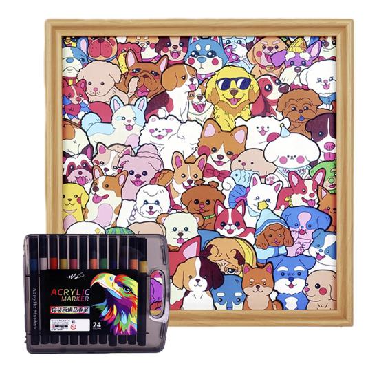 Wooden Rabbit Coloring Puzzle Kit with Marker Pens Glue DIY Hand-Painted 3D Irregular Bunny