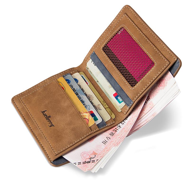 Kurze Brieftasche für Herren im Vintage-Stil, Wildleder, zweifach gefaltet, vertikale Brieftasche, mehrere Kartenfächer, Kartenhalter