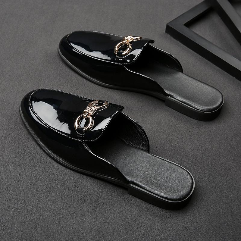 Luxury Brand Designer Summer Men Casual Breathable Leather Business Slippers Male Half Shoes Comfortable Mules Moccasin Loafers