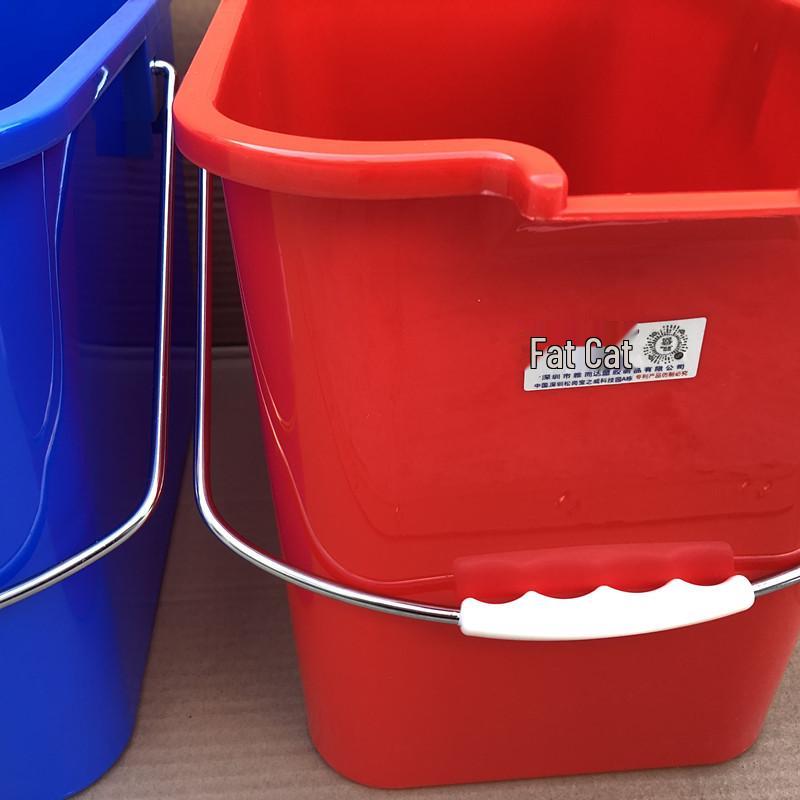 Enhanced Rectangular Mop Bucket with Hand-Press Squeeze for Easy Cleaning - Durable Plastic Design for Household Use