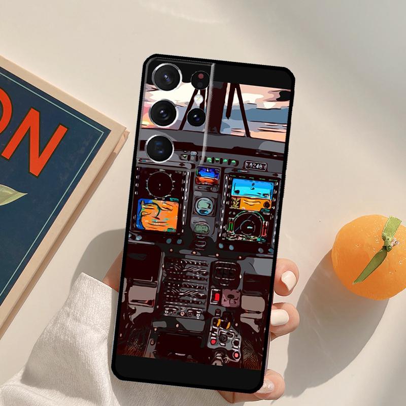

Aviation Helicopter Cockpit Instrument Phone Case For Samsung Galaxy S25 Ultra S24 S20 S21 S22 S23 Plus S9 S10 S25 FE Back Cover Galaxy S22 Plus