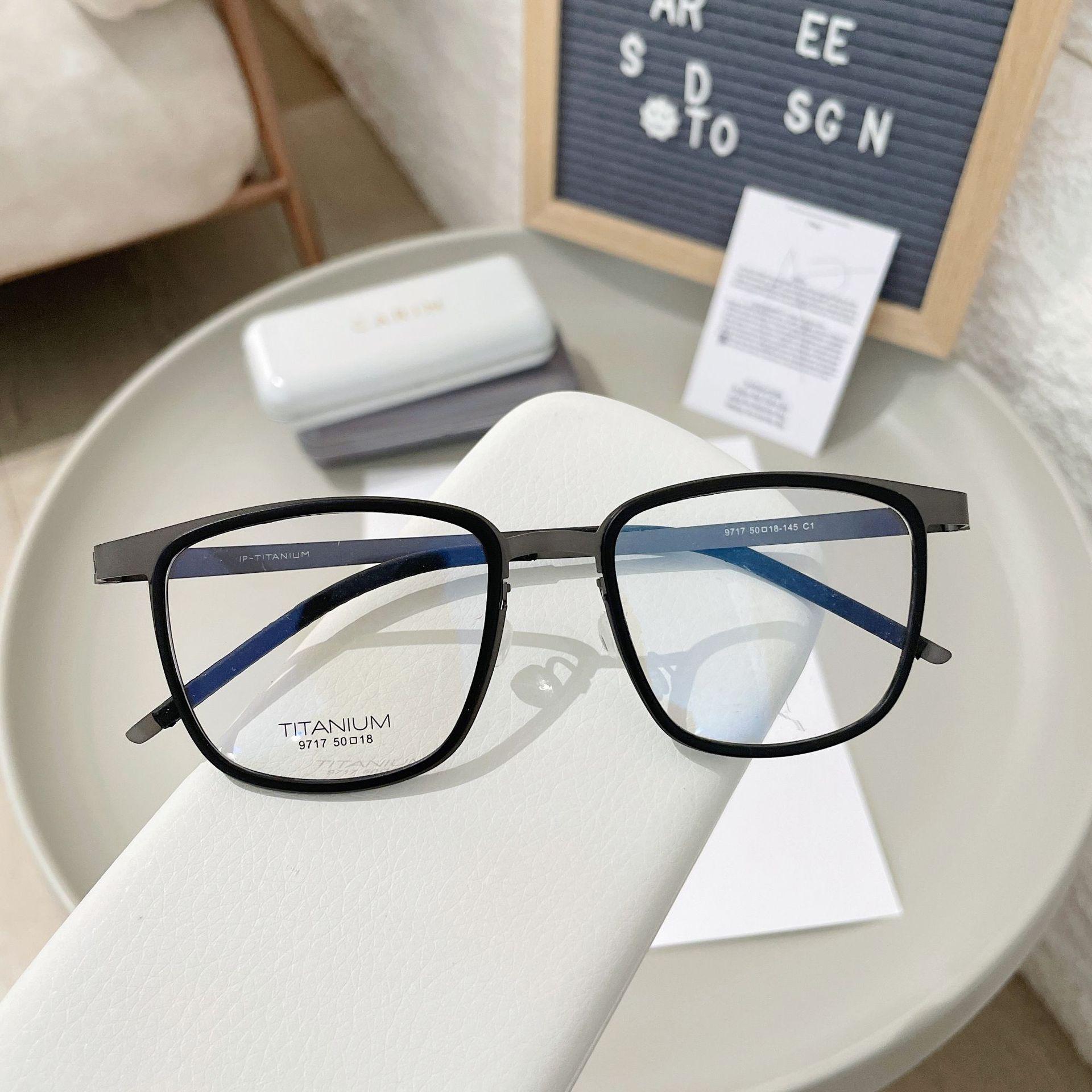 Danish Brand Replica LIND9717 Retro Square Spectacle Frames Screwless Pure Titanium Eyeglasses Ultralight Glasses for Man