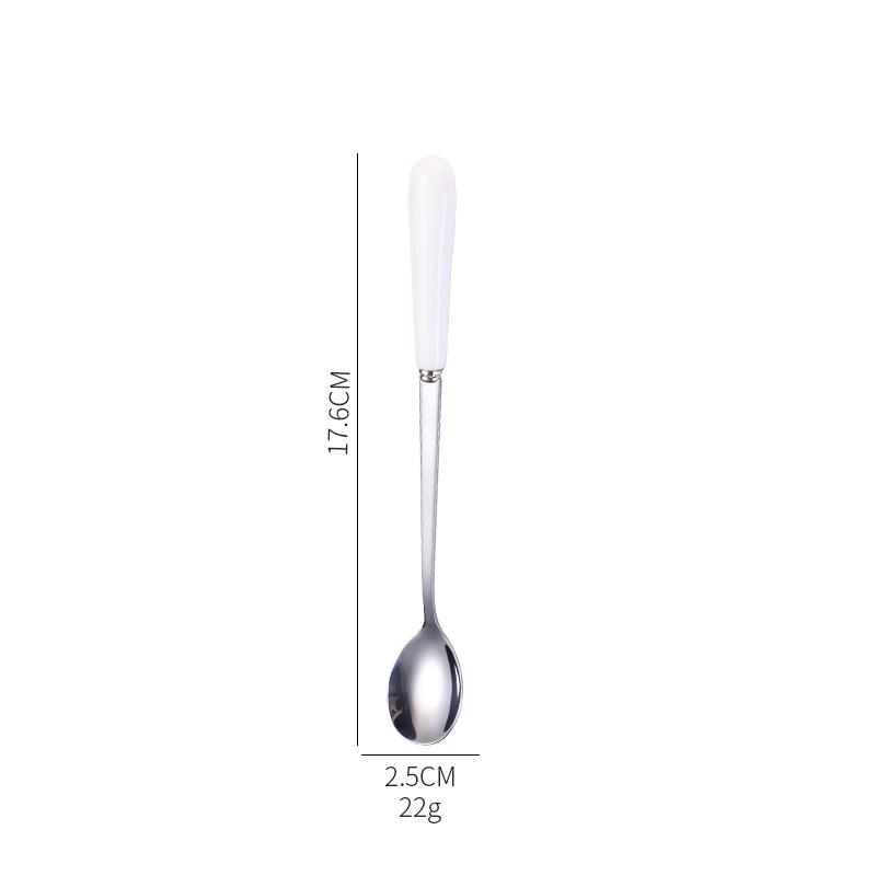Dessert Espresso Ceramic Handle Stainless Steel Teaspoon Stirrer Coffee Spoons Stirring Tool