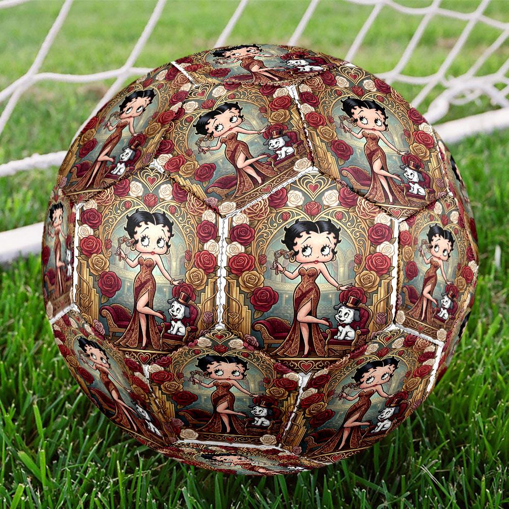 Betty Boop Print Size 5 Soccer Ball, Standard Match Football for Sports Game and Team Practice, Ideal Gift for Soccer Fans