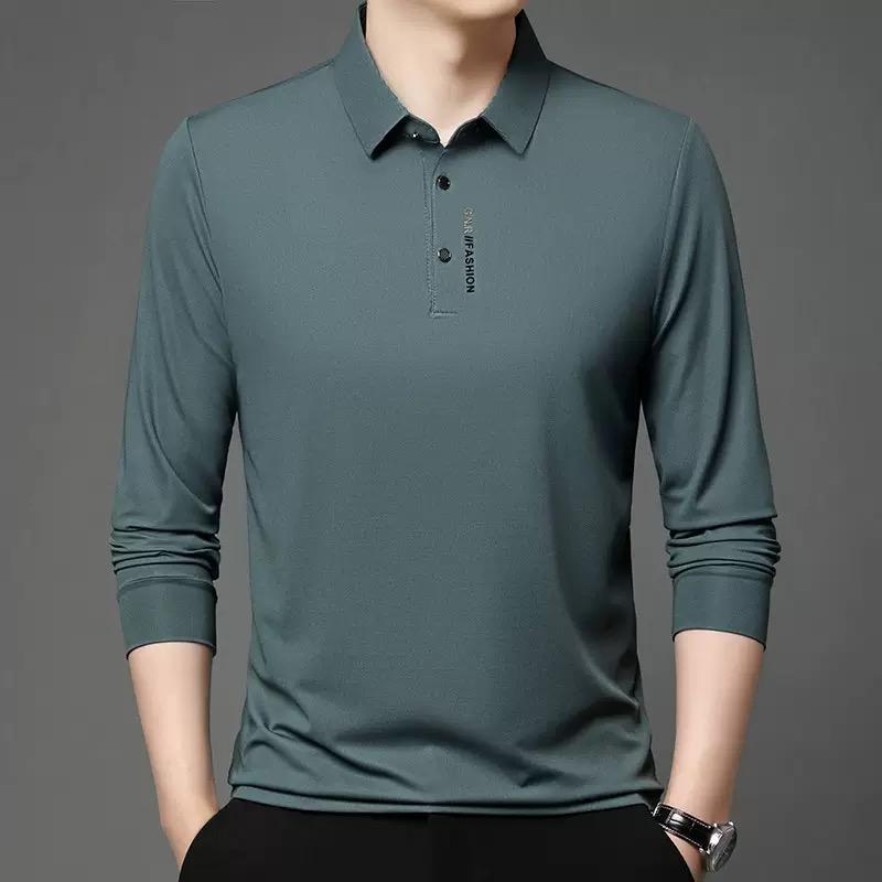 

TrendHub Men s Long Sleeved POLO Shirt with Letter Printed Lapel Casual Top 4XL