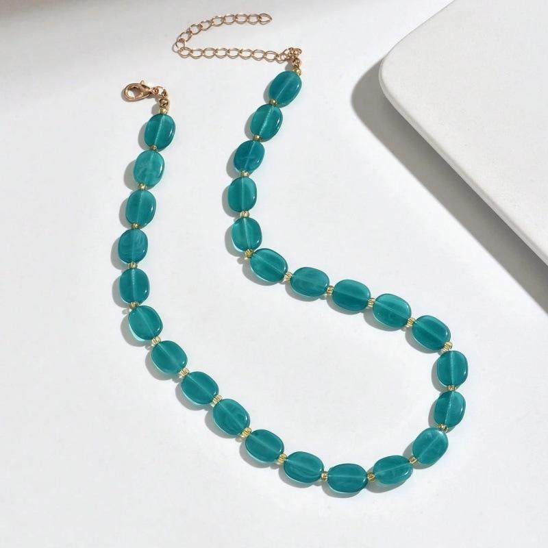 Bohemian Colorful Resin Beaded Necklace for Women Fashion Statement Handmade Beads Choker Jewelry Summer Beach Holiday Gifts