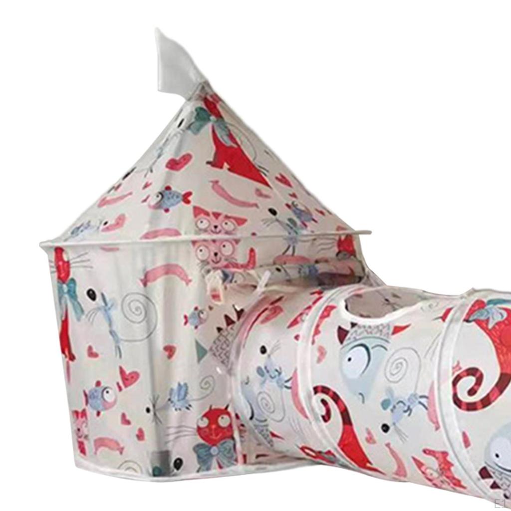 Cat Play Tunnel, Tubular Tent with Ball, Expandable Hideout, Foldable for Ferrets,
