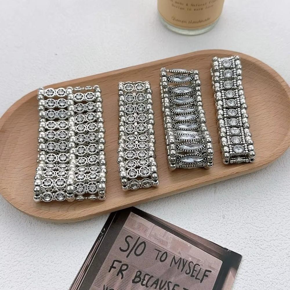 Double Row Wide Bangle Geometric Cuff Bracelet Classic Rhinestone Bracelets For Women