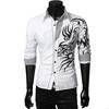 Single-breasted Chinese Style Shirt Turn-down Collar Long Sleeve Men Autumn Top for Daily Wear