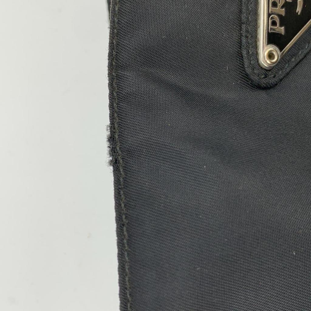 PRADA Tessuto Nylon Handbag Tote Bag Semi One Shoulder Arm Black Triangle Logo Plate Women's White Tag
