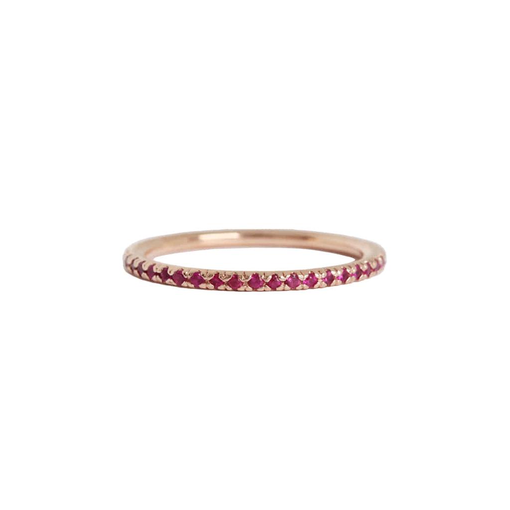 Mezmic Art Pink Ruby Tennis 14K Gold Ring